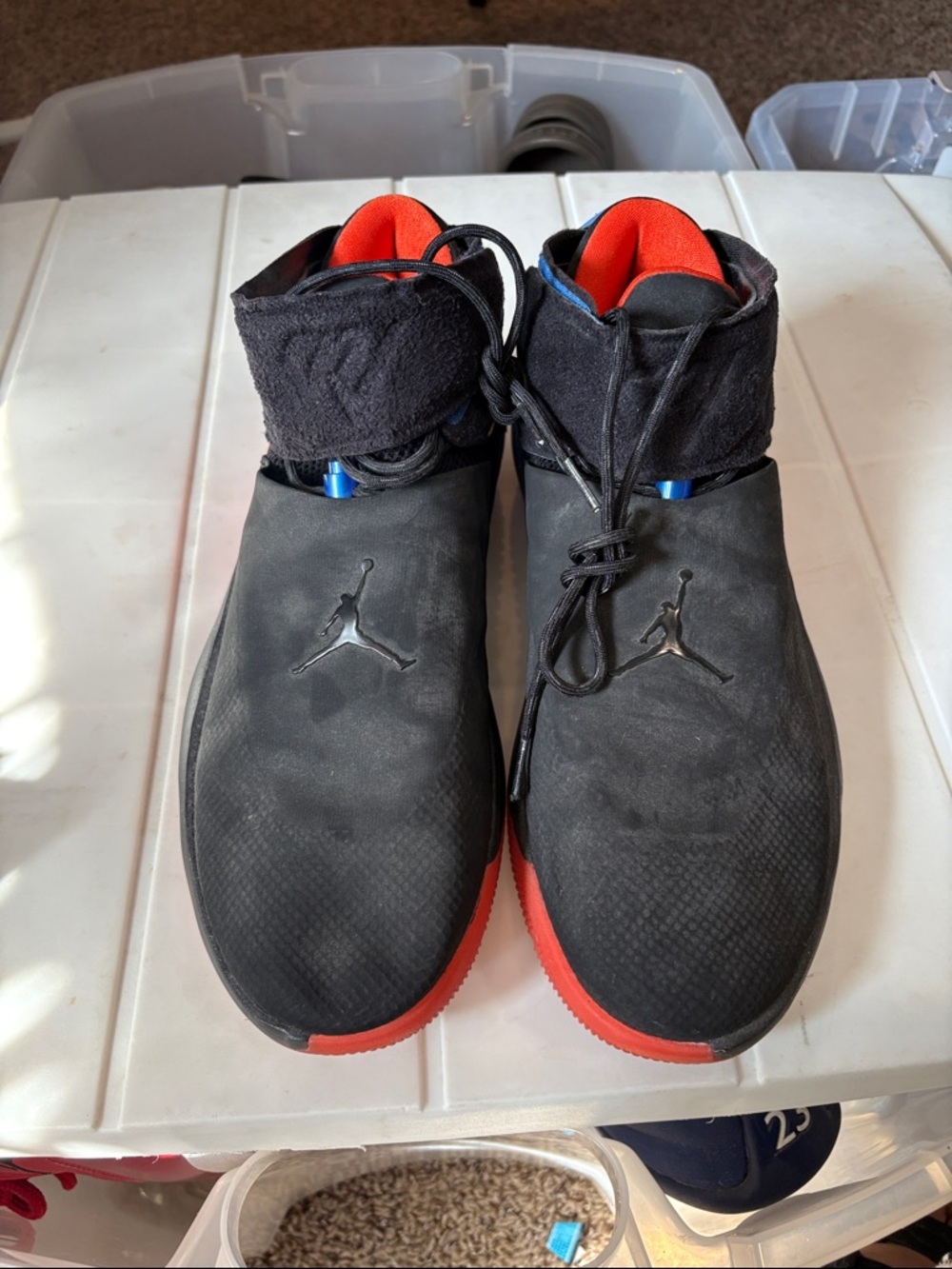 Jordan Black and Red Men's High-Top Athletic Sneakers